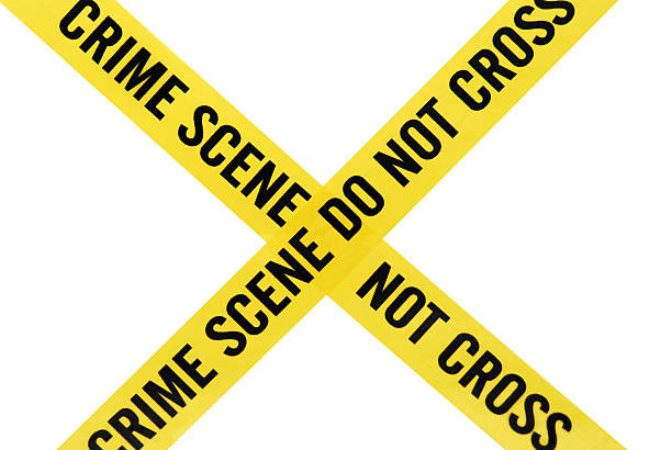 Crime Scene Tape with Clipping Path stock photo