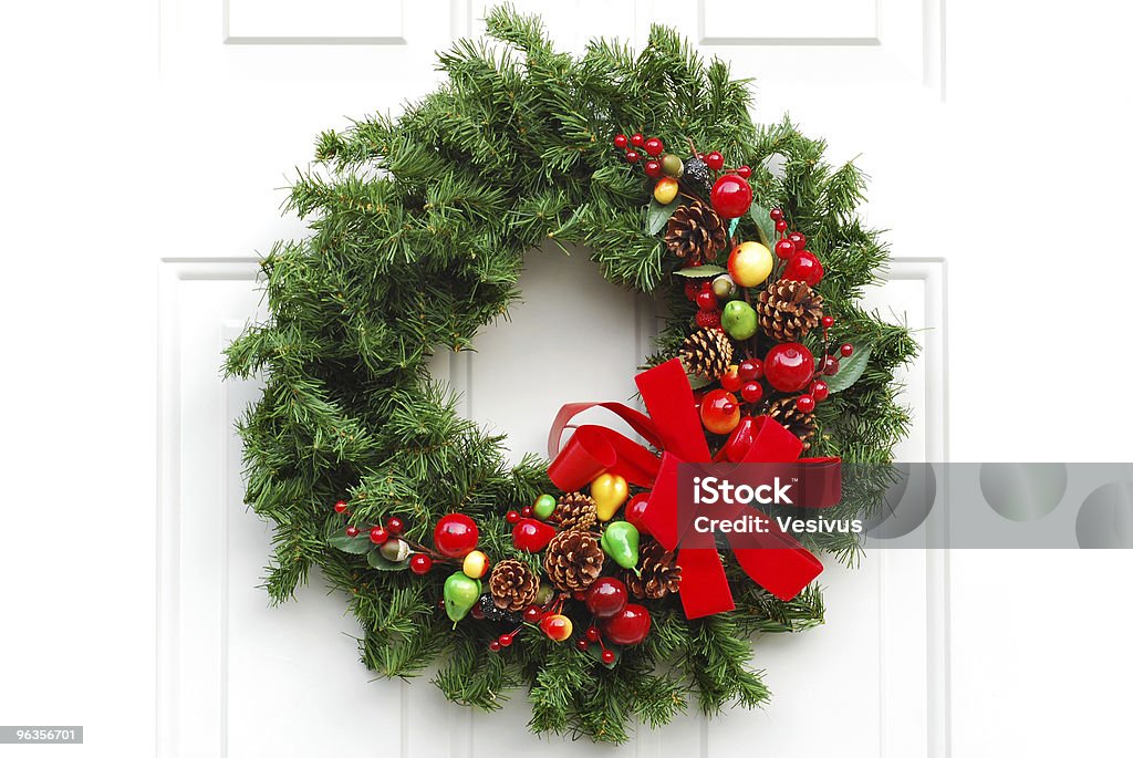 Christmas Wreath on Door  Christmas Stock Photo