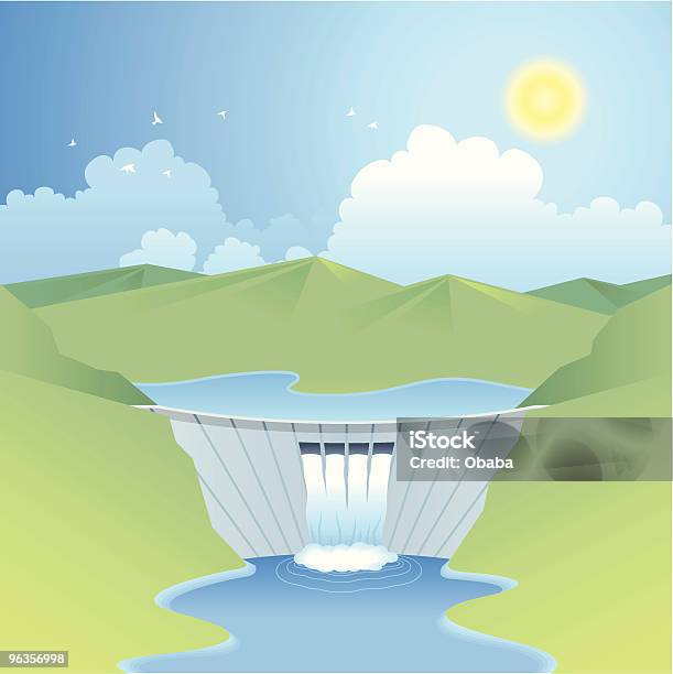 Гидро Мощность — стоковая векторная графика и другие изображения на тему Плотина - Плотина, Иллюстрация, Вода