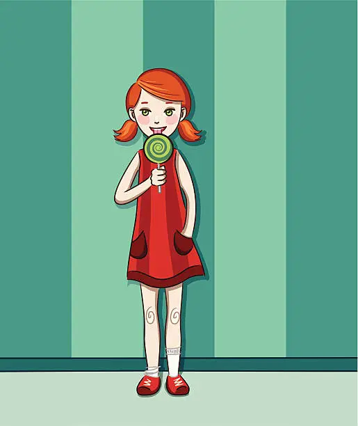 Vector illustration of Girl with lollipop