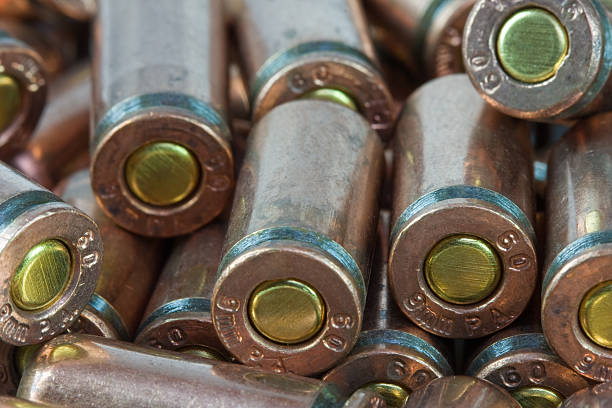 istock Heap of old cartridges for a pistol. 96357734