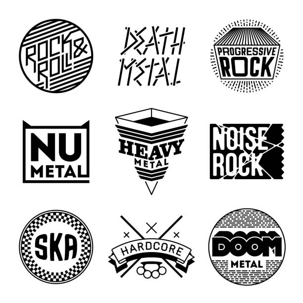 Simple Mono Lines symbols Collection. Rock Music Styles 2. Simple Mono Lines symbols Collection. Rock Music Styles 2. ska stock illustrations