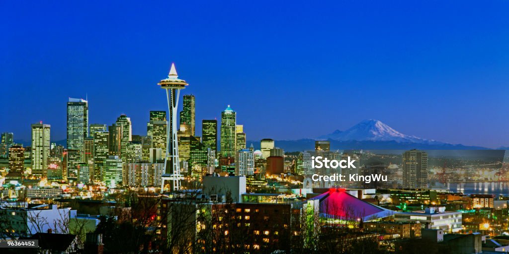 Seattle, Washington, EUA - Foto de stock de Noite royalty-free