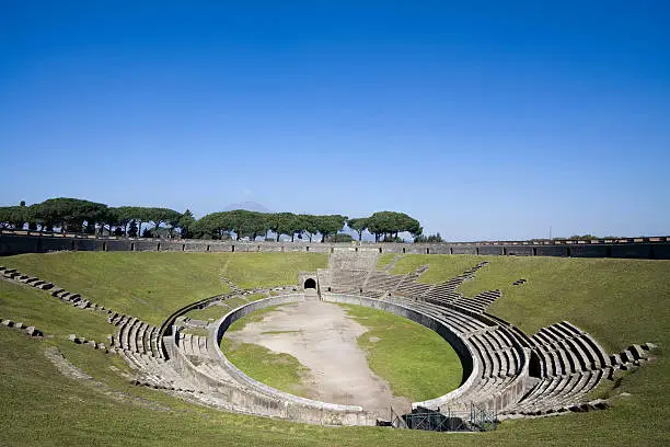 Photo of Amphitheater in Pompeii, Italy with a sky view