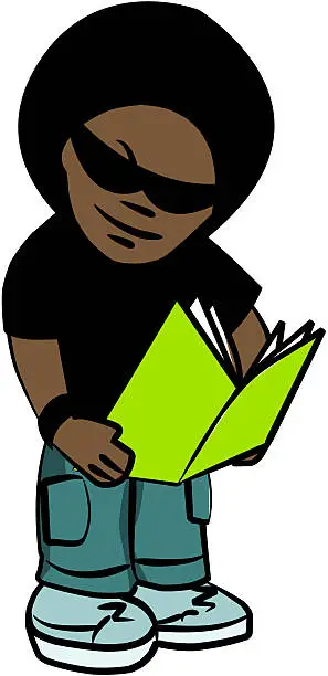 Vector illustration of attitude boy reads a book