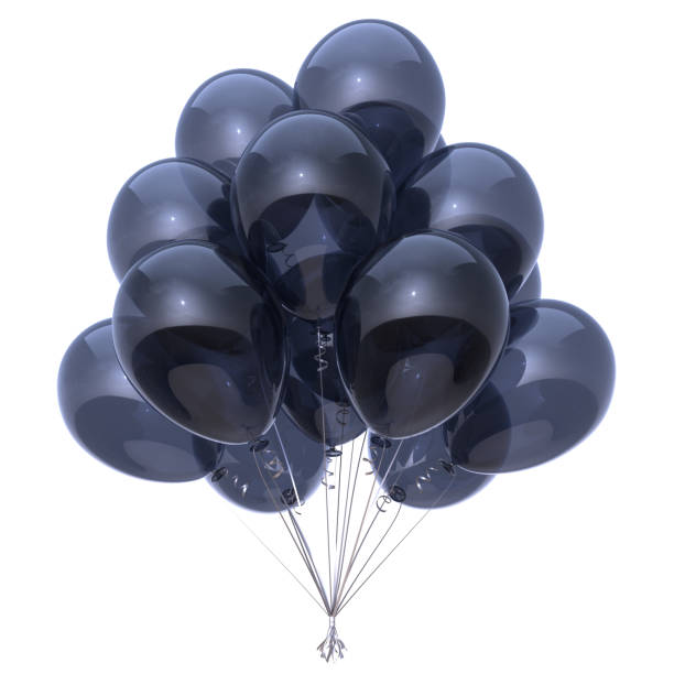 istock Balloons party decoration black helium balloon bunch 963711612