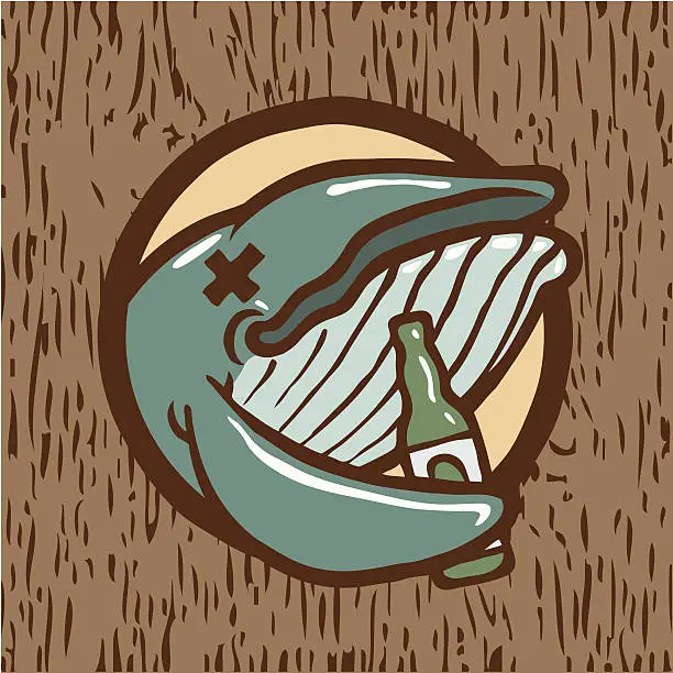 Vector illustration of Drunk Whale