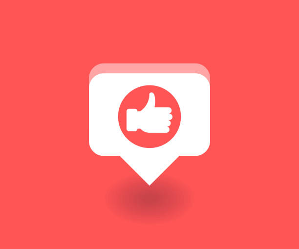 istock Thumbs up, like icon, vector symbol in flat style isolated on red background. Social media illustration. 963715736