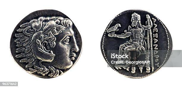 Greco Silver Tetradrachm Da Alexander The Great - Immagini vettoriali stock e altre immagini di Alessandro Magno - Alessandro Magno, Moneta, Re - Nobile
