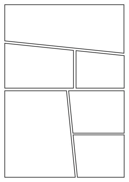 comic storyboard with six blank grid manga storyboard layout template for rapidly create the comic book style. A4 design of paper ratio is fit for print out. comic book layout stock illustrations