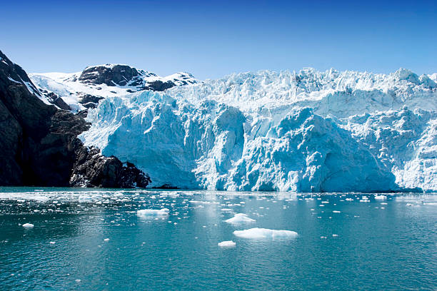 Portion of the Hubbard Glacier in Alaska and Yukon Hubbard Glacier in Seward, Alaska seward alaska stock pictures, royalty-free photos & images