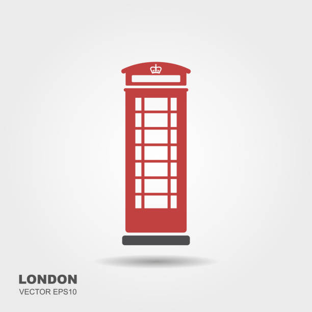 ロンドン電話ブースは、白い背景で隔離。 - pay phone telephone telephone booth red点のイラスト素材／クリップアート素材／マンガ素材／アイコン素材