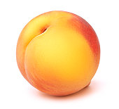 Fresh yellow peach isolated on white