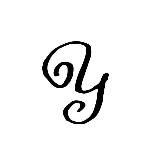 istock Letter Y. Handwritten by dry brush. Rough strokes textured font. Vector illustration. Elegant style alphabet. 963775192