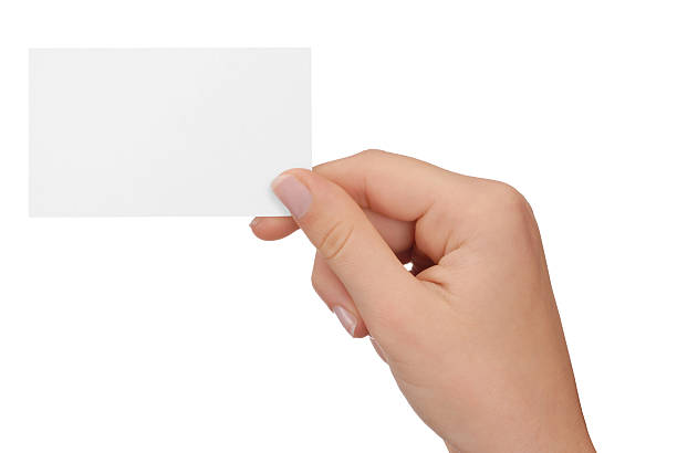 istock A female hand holding a blank business card 96377975