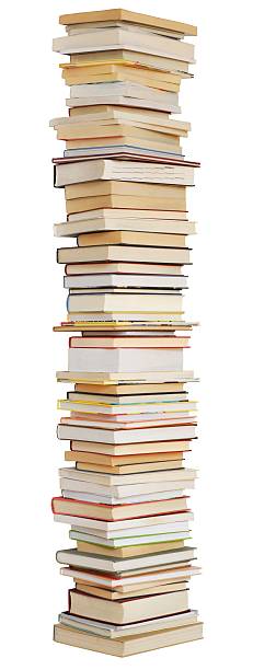 istock A large tall stack of books on a white background 96379222
