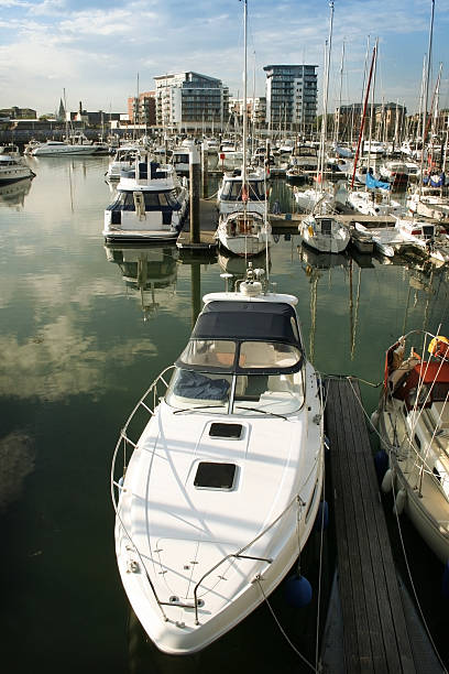 Luxury watercraft await their next outing in a Pensacola, Florida marina.
