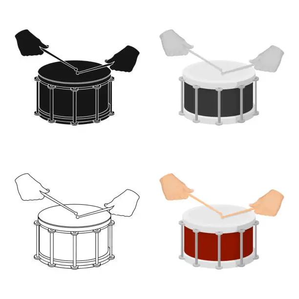 Vector illustration of Drum, percussion musical instrument. Drum shot single icon in cartoon style vector symbol stock illustration web.