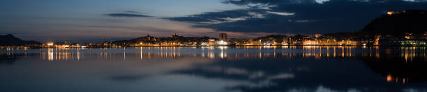 Panorama of Aalesund in Norway at dawn. stock photo