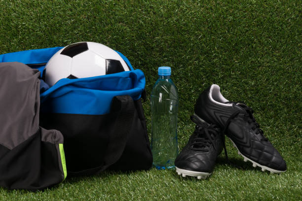 istock things for soccer training on a green lawn background 963804916