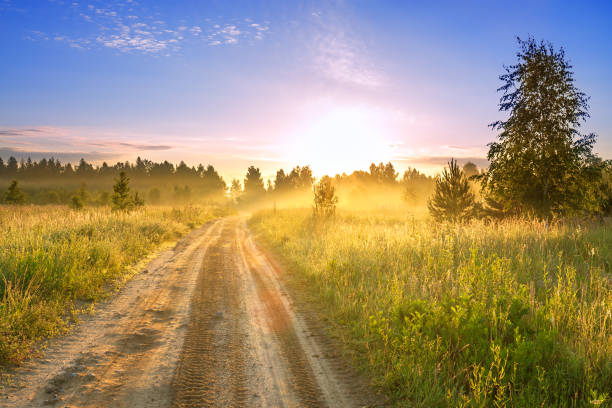 istock landscape with sunrise  and  road 963807826