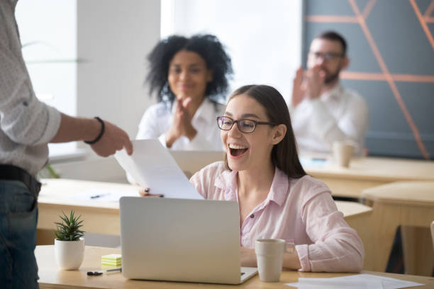istock Excited successful student happy to receive document with good results 963814410