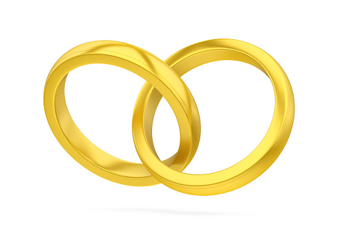 Wedding Rings isolated on white background. 3D render