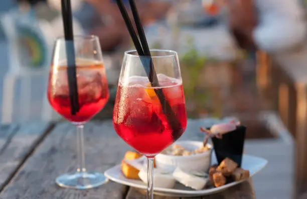 Spritz: Italian traditional cocktail in "Campari" Version