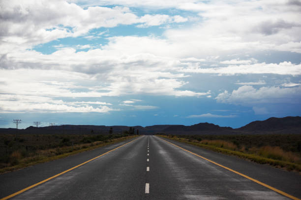 Road straight heading into the distance, Western Cape, South Africa