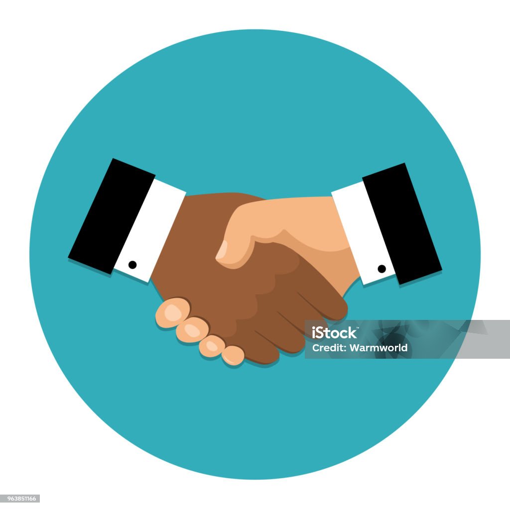Handshake-Symbol. Schütteln Sie Hände, Vereinbarung, gutes Geschäft, Partnerschaft Konzepte. Vektor-Bild - Lizenzfrei Hände schütteln Vektorgrafik