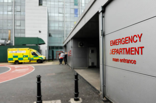 Ambulance outside a hospital Accident and Emergency department. Ambulance outside a hospital Accident and Emergency department. northern ireland photos stock pictures, royalty-free photos & images