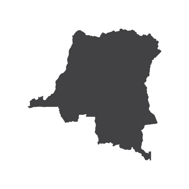 силуэт карты демократической республики конго - africa map silhouette vector stock illustrations