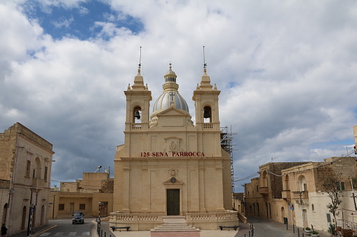 St. Lawrence Parish church in Gozo Island Malta at Mediterranean Sea