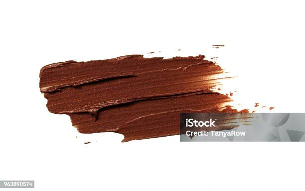 Sample Lipstick On White Background Stock Photo - Download Image Now - Chocolate, Dirty, Brown