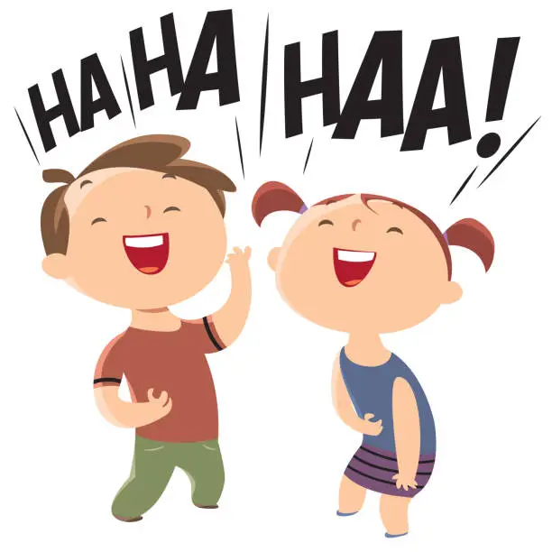 Vector illustration of laughing children