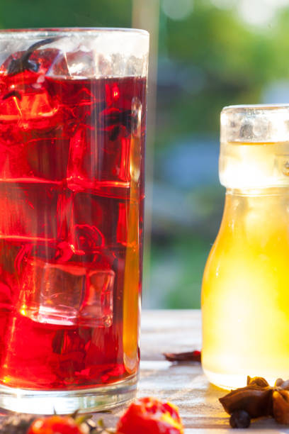 istock Red Hot Hibiscus tea in a glass mug 963902178