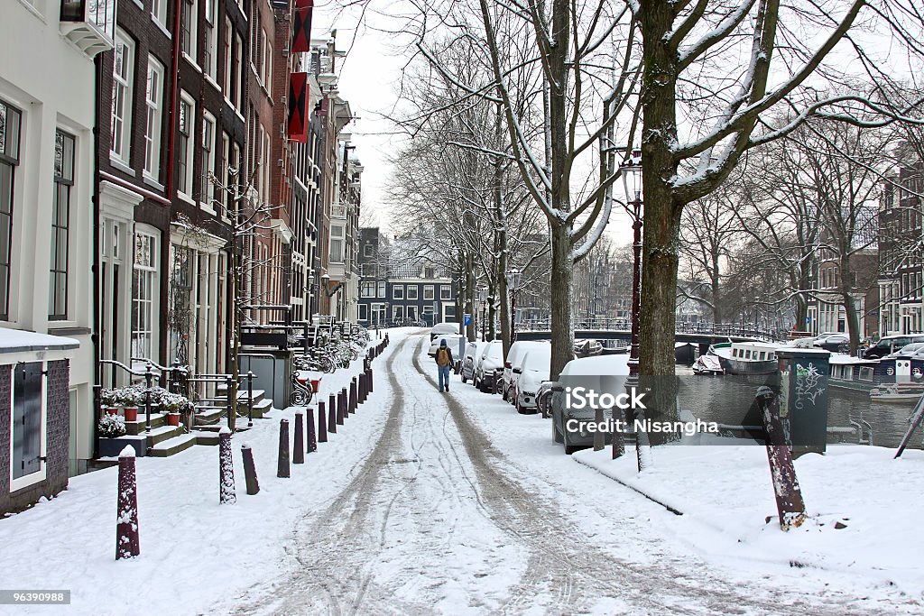 Snowy Amsterdam in wintertime the Netherlands  Amsterdam Stock Photo