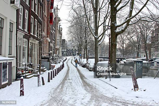 Snowy Amsterdam In Wintertime The Netherlands Stock Photo - Download Image Now - Amsterdam, Architecture, Blizzard