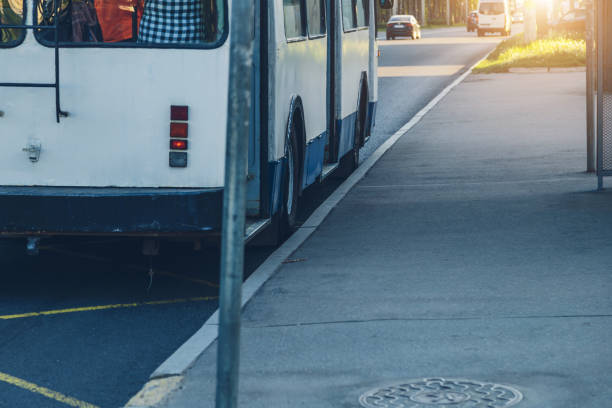 istock trolleybus at a close-up stop 963911026