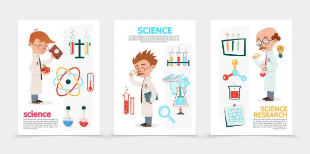 Vector illustration of Flat Scientific Research Posters