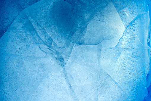 Closeup of cracked blue ice