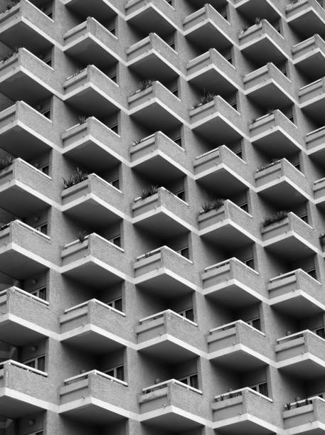 istock large highrise modern apartment building with repeating geometric balconies in monochrome 963920330