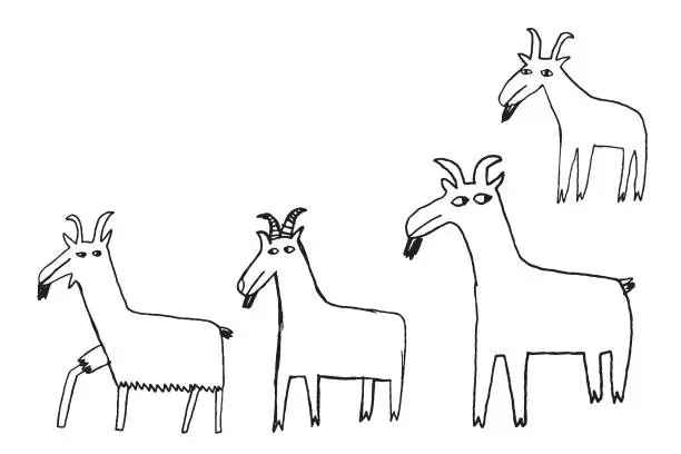 Vector illustration of Goats
