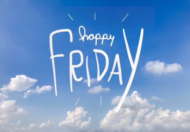 istock Happy Friday word on blue sky background 963929614