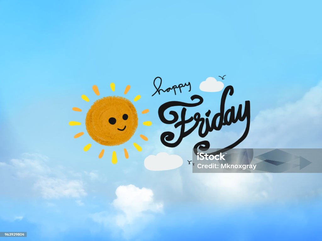 Good Morning Beautiful Weekend Word And Cute Sun Smile Sky Stock ...