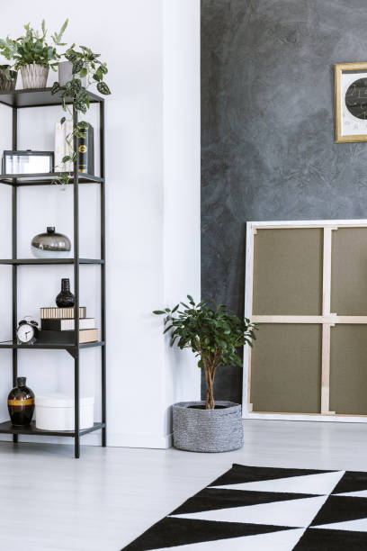istock Metal shelf in room 963939108