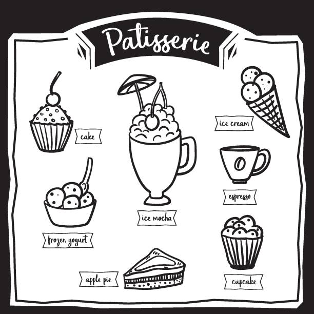Patisserie set icons, hand drawning - Illustration Patisserie, Restaurant, Sketch icon, Coffee - Drink sketch restaurant stock illustrations