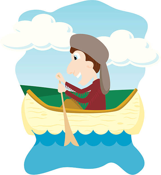 Canoeing vector art illustration