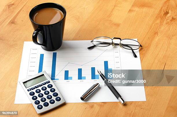 Business Still Life Stock Photo - Download Image Now - Analyzing, Blue, Calculator