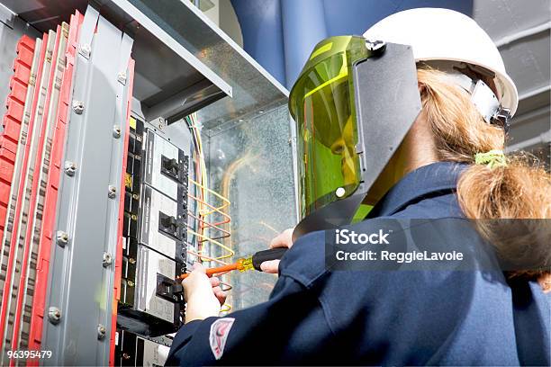 Female Electrician Stock Photo - Download Image Now - Arc Flash, Electricity, Electrician